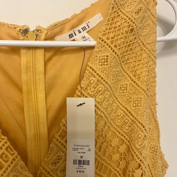 Francesca’s Miami Yellow Peplum Eyelet Dress - Picture 2 of 2